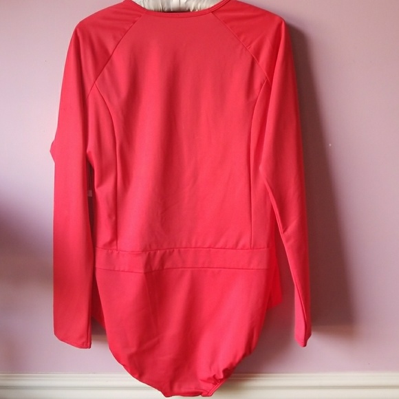 SPANX Long Sleeve Slimming Swimsuit Red - Picture 6 of 12